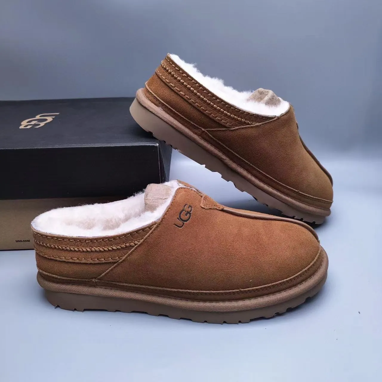 UGG Tasman Brown Beige Suede Upper Shearling-Lined Casual Shoes 3