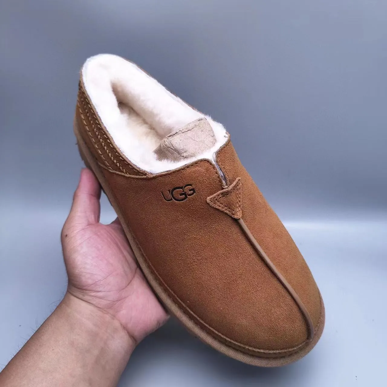 UGG Tasman Brown Beige Suede Upper Shearling-Lined Casual Shoes 4
