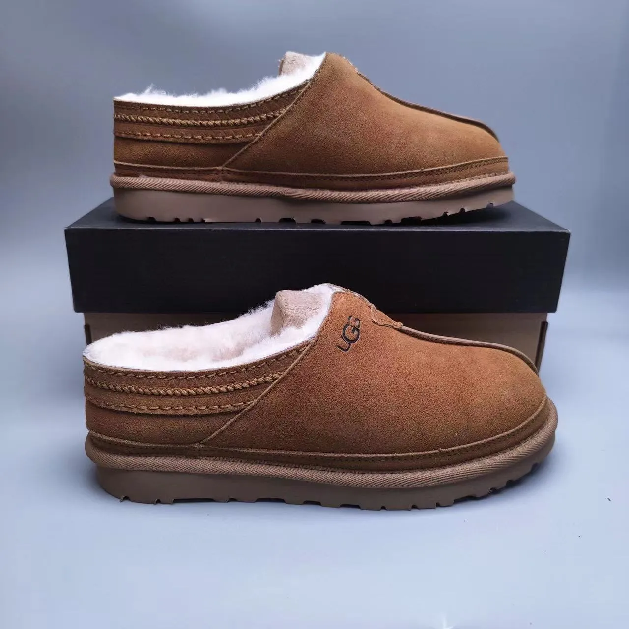 UGG Tasman Brown Beige Suede Upper Shearling-Lined Casual Shoes 6