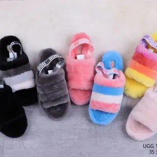 UGG Tasman Fuzzy Shearling Dual-Strap Slippers