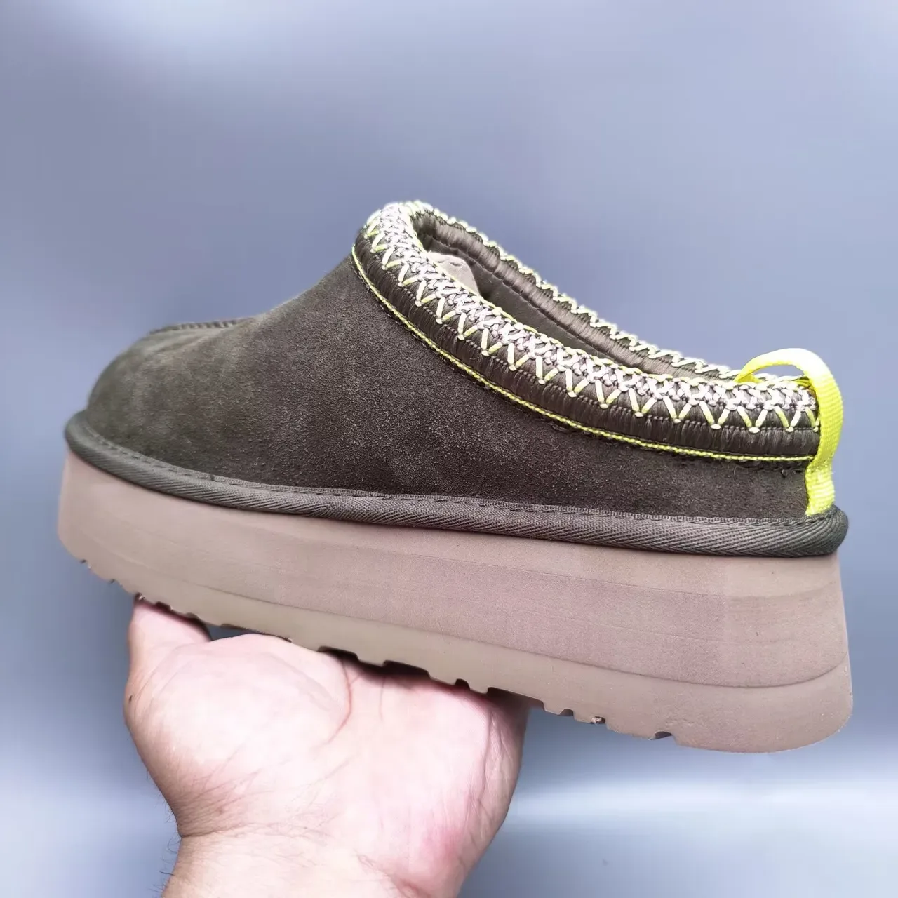 UGG Tasman Olive Brown सूड स्लिप-ऑन केजुअल जूते 6