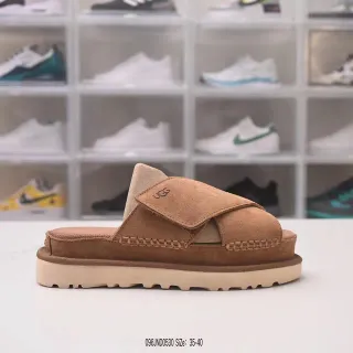 UGG Tasman-Style Cross-Strap Suede Slippers