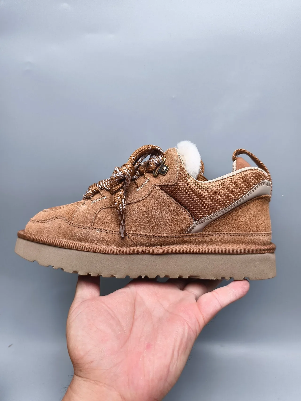 UGG Tasman Tan Suede Shearling-Lined Lifestyle Sneakers 4