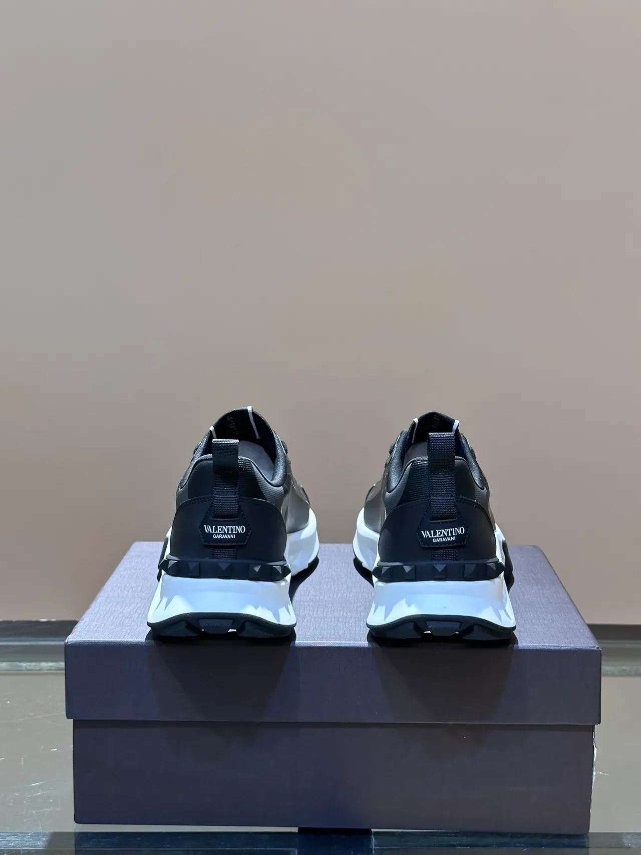 Valentino Black White Camouflage-Print Upper Sculpted Midsole Chunky Sneakers 3
