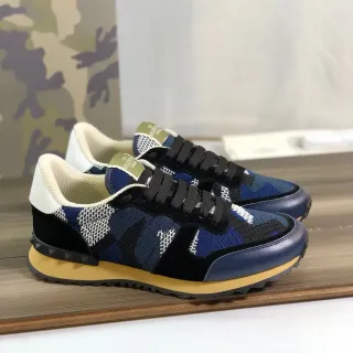 Valentino नेवी ब्लैक कैमोफ्लाज नीट अपर सूड ओवरले लाइफस्टाइल स्नीकर