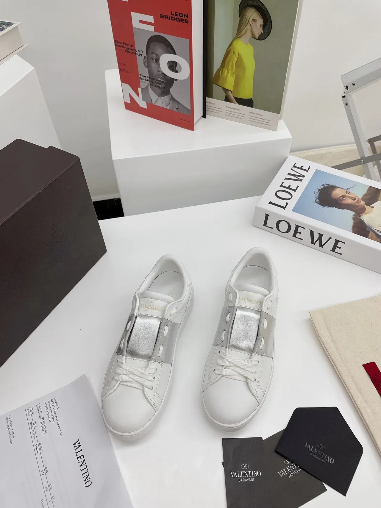 Valentino One Stud Blanc et Argent Chaussures Lifestyle à Plateforme 9