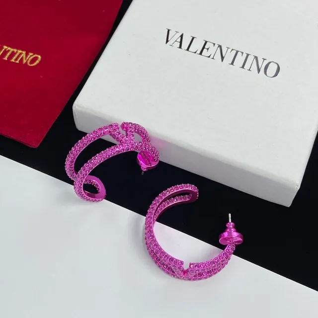 Valentino Pink Black Spiral Multi-Loop Pavé Crystal-Encrusted Earrings 4