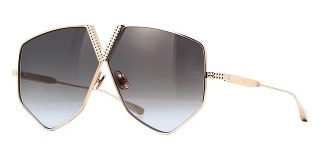 Valentino Rockstud Or Vert Angulaire Bouclier Silhouette Monture Métal Lunettes de Soleil 3
