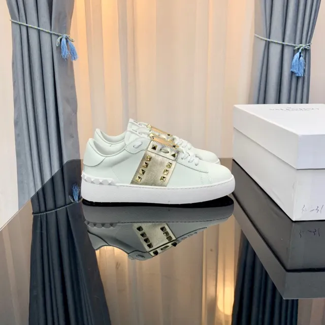 Valentino Rockstud Studded Metallic Strap White Lifestyle Sneakers 9