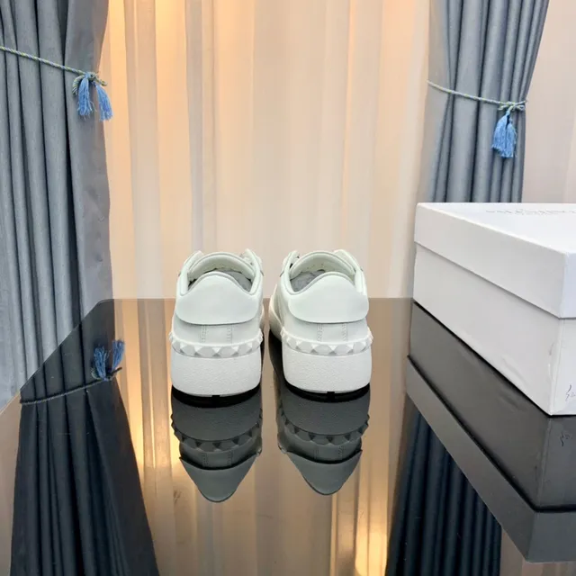 Valentino Rockstud White and Silver Metallic Strap Lifestyle Sneakers 3