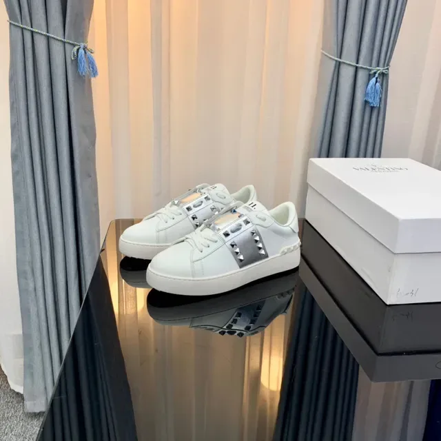 Valentino Rockstud White and Silver Studded Platform Lifestyle Sneakers 2