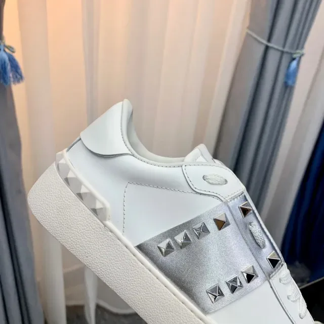 Valentino Rockstud White and Silver Studded Platform Lifestyle Sneakers 3