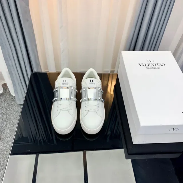 Valentino Rockstud White and Silver Studded Platform Lifestyle Sneakers 6