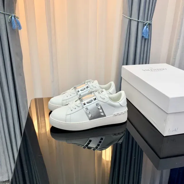 Valentino Rockstud White and Silver Studded Platform Lifestyle Sneakers 7