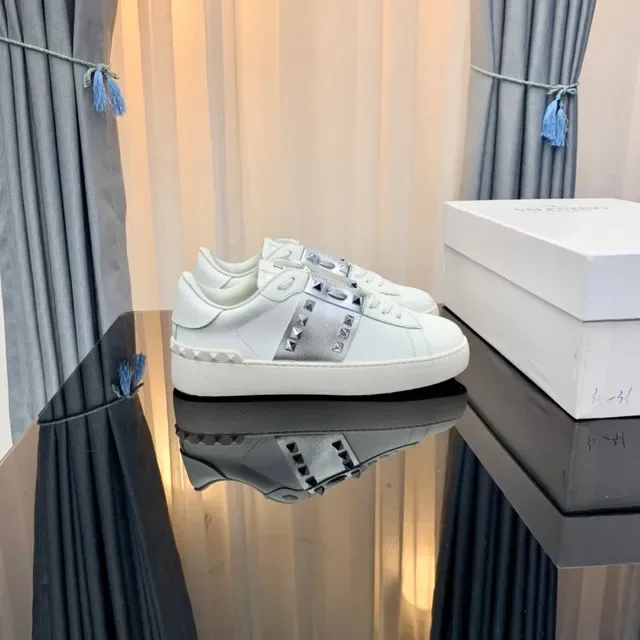 Valentino Rockstud White and Silver Studded Platform Lifestyle Sneakers 8