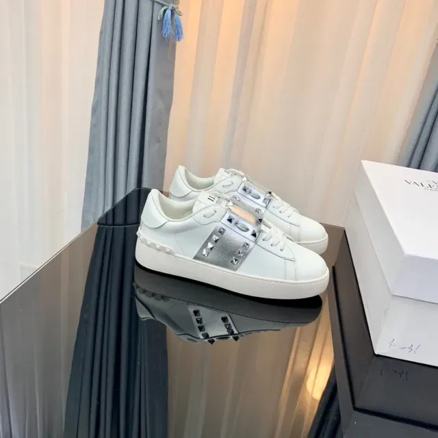 Valentino Rockstud White and Silver Studded Platform Lifestyle Sneakers 9