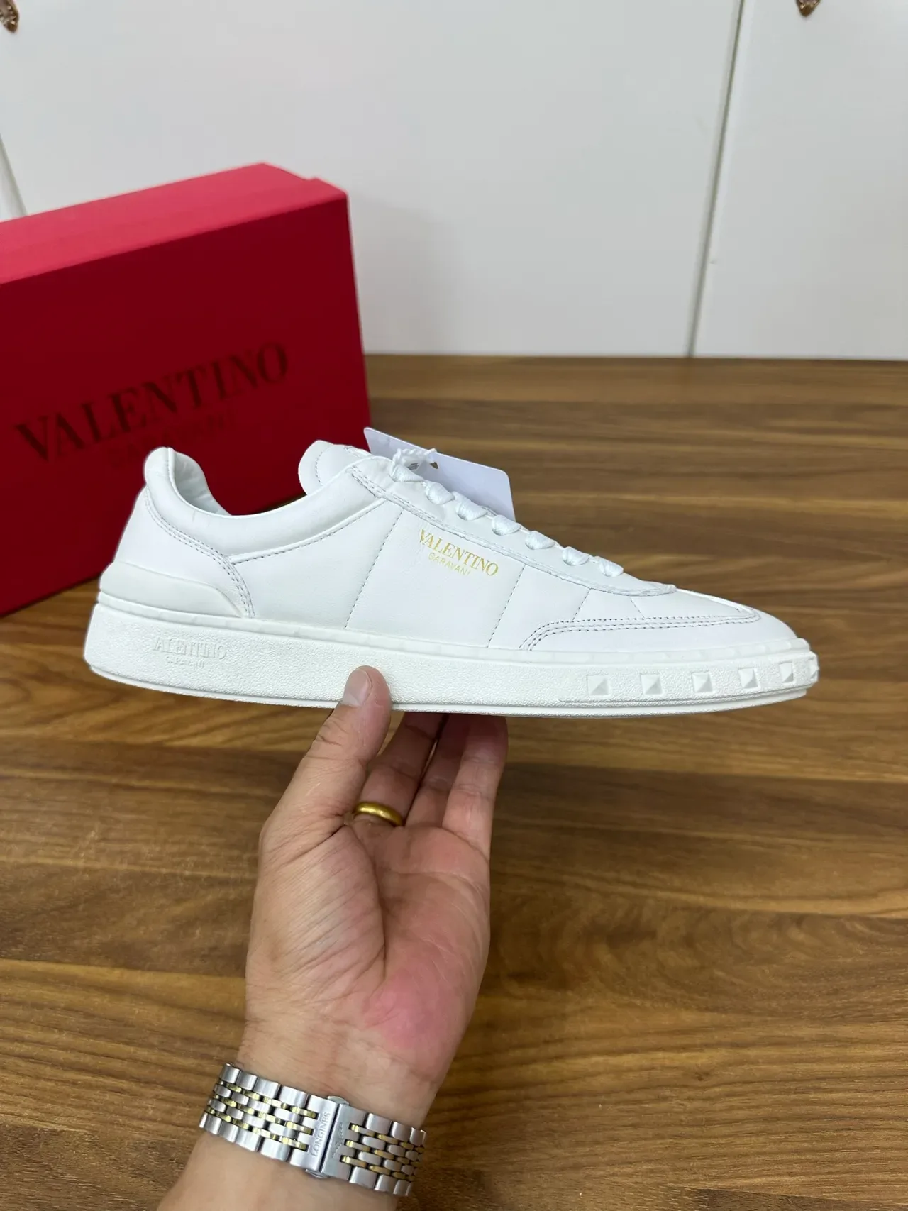Valentino Rockstud White Leather Lifestyle Sneakers 4