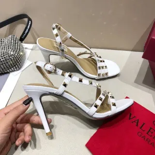 Valentino Rockstud White Studded Strappy Stilettos