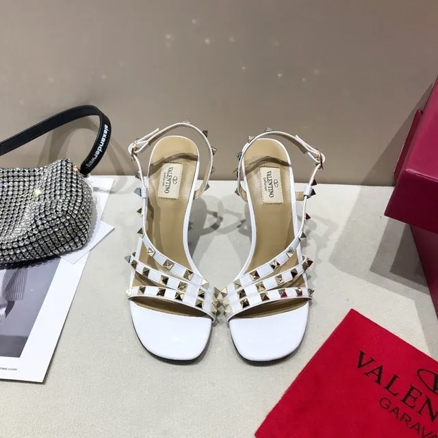 Valentino Rockstud White Studded Strappy Stilettos 2
