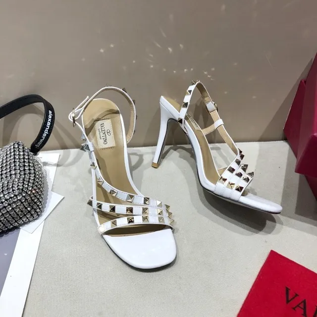 Valentino Rockstud White Studded Strappy Stilettos 3