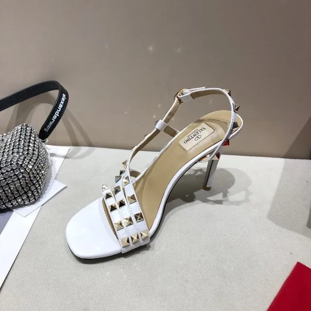 Valentino Rockstud White Studded Strappy Stilettos 4