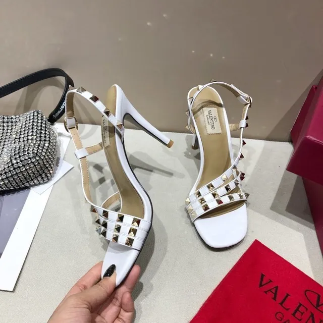 Valentino Rockstud White Studded Strappy Stilettos 5