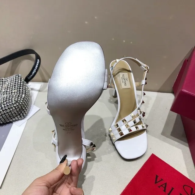 Valentino Rockstud White Studded Strappy Stilettos 6