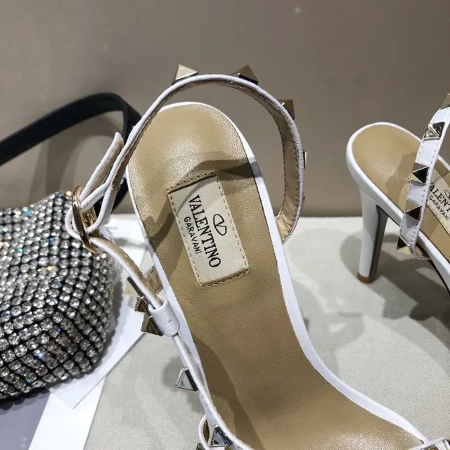 Valentino Rockstud White Studded Strappy Stilettos 7
