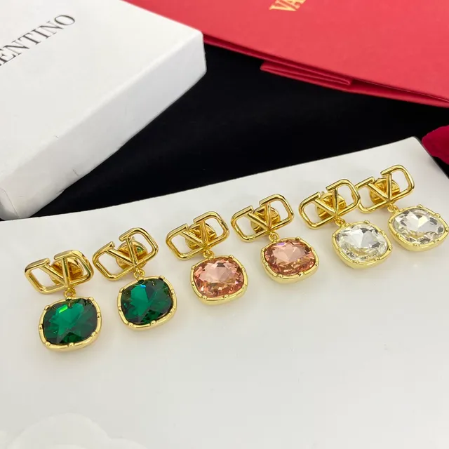Valentino VLogo Faceted Crystal Drop Earrings 3