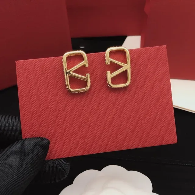 Valentino VLogo Brincos Dourados Pretos Aberto-Frame Geométrico Pavé-Edged 6