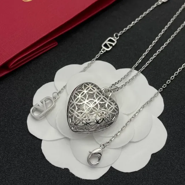 Valentino VLogo Heart Pavé Pendant Necklace 4
