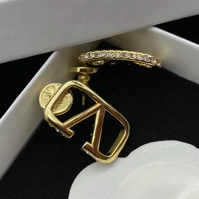 Valentino VLogo Pavé Crystal Gold-Tone Clip-On Earrings 2