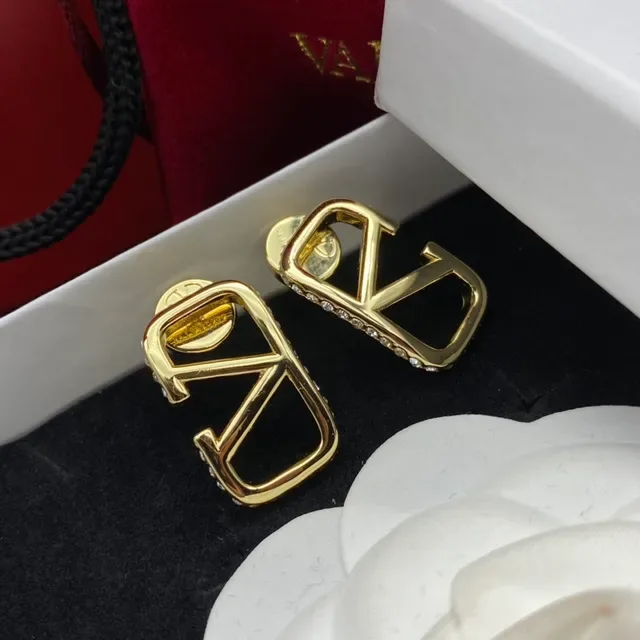 Valentino VLogo Pavé Crystal Gold-Tone Clip-On Earrings 4
