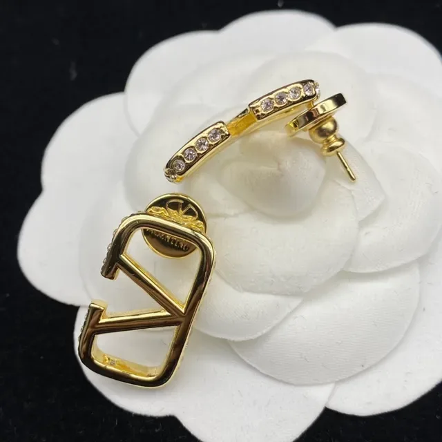 Valentino VLogo Pavé Crystal Gold-Tone Clip-On Earrings 6