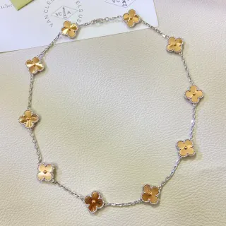 Van Cleef & Arpels Alhambra Eight Motif 黄色和白色黄金项链