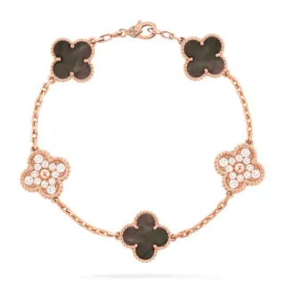 Van Cleef & Arpels Alhambra 五 Motif 玫瑰金 珍珠母 钻石 手链