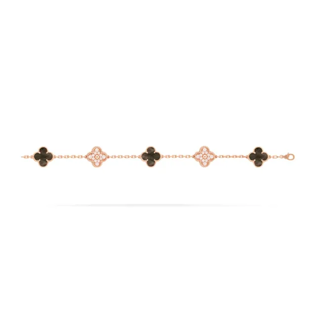 Van Cleef & Arpels Alhambra خمسة Motif ذهب وردي لؤلؤ أمي والماس سوار 2