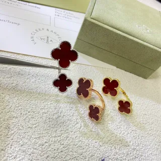 Van Cleef & Arpels Alhambra Red Enamel Four-Leaf Clover Rings