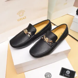 Versace काला सोना भुना चमड़ा मेड्यूसा सिर घोड़े की बिट बक़ल लूफर