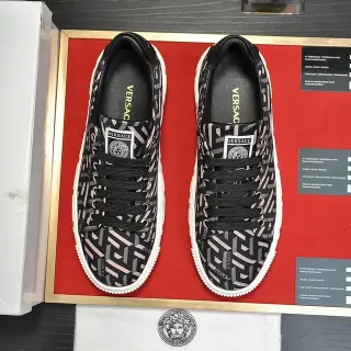 Versace Preto Rosa Baixo Topo Parte Superior de Tecido Tênis Lifestyle