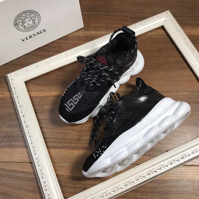 Versace Black White Sculpted Sole Greca Greek Key Motif Chunky Sneakers 2
