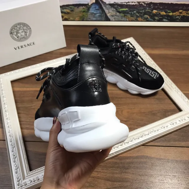 Versace Black White Sculpted Sole Greca Greek Key Motif Chunky Sneakers 3