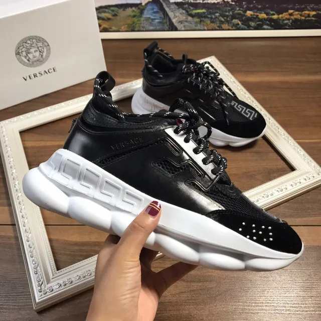 Versace Black White Sculpted Sole Greca Greek Key Motif Chunky Sneakers 4