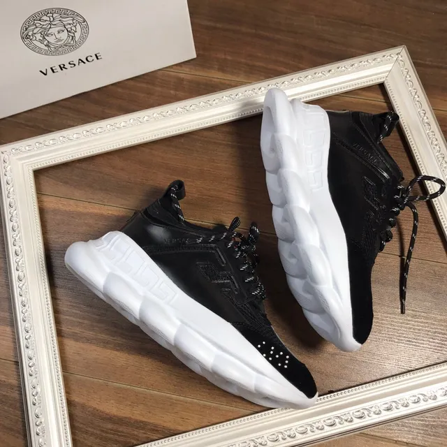 Versace Black White Sculpted Sole Greca Greek Key Motif Chunky Sneakers 5