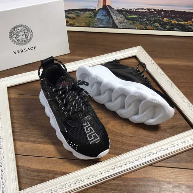 Versace Black White Sculpted Sole Greca Greek Key Motif Chunky Sneakers 6