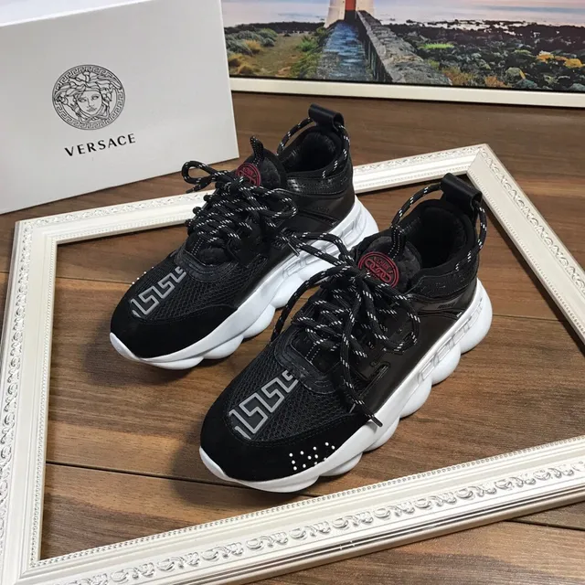 Versace Black White Sculpted Sole Greca Greek Key Motif Chunky Sneakers 7