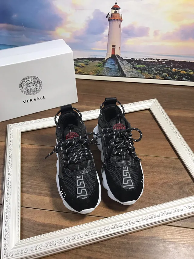 Versace Black White Sculpted Sole Greca Greek Key Motif Chunky Sneakers 8