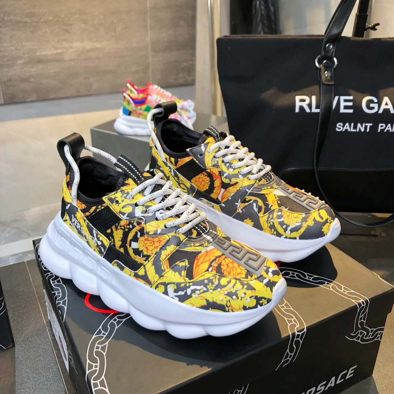 Versace Chain Reaction Baroque Floral Print Chunky Sneakers 2