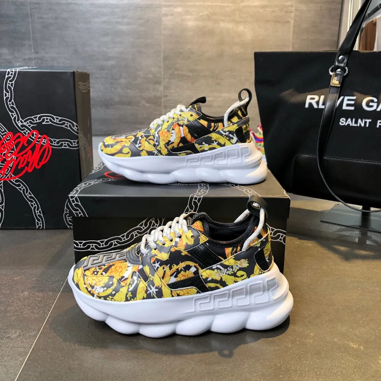 Versace Chain Reaction Baroque Floral Print Chunky Sneakers 3