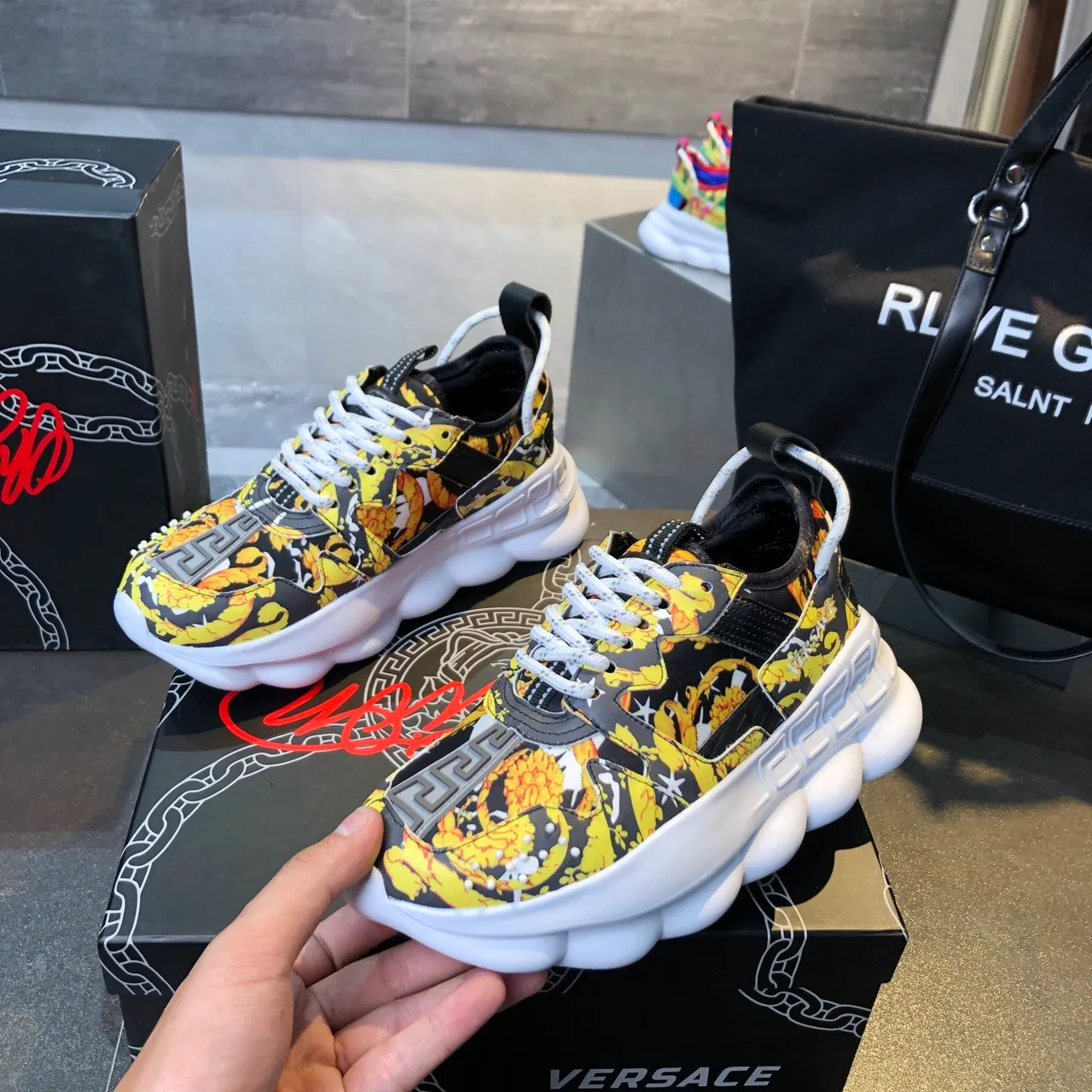 Versace Chain Reaction Baroque Floral Print Chunky Sneakers 4